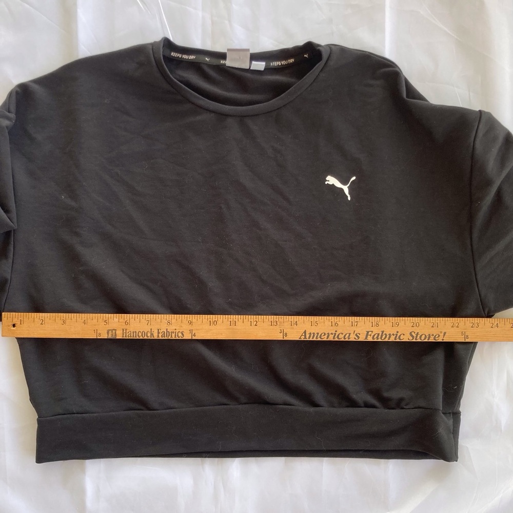 PUMA DROP SHOULDER CROP TOP WORKOUT LIGHTWEIGHT, WOMENS XL BLACK WITH BRANDING - Picture 8 of 9